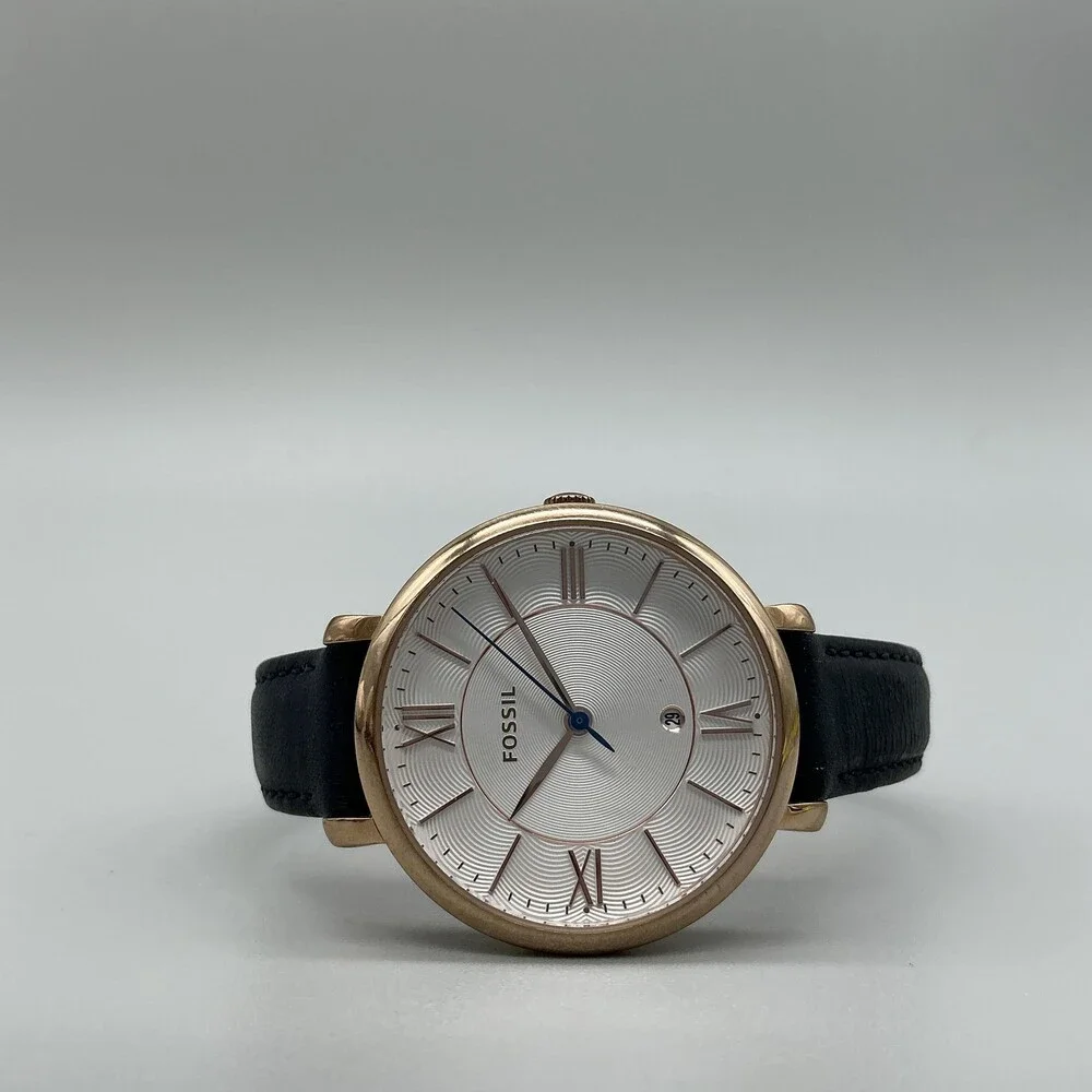 Fossil Womens Watch 36mm Two Tone Blue Leather Band Date ES3843 New Battery